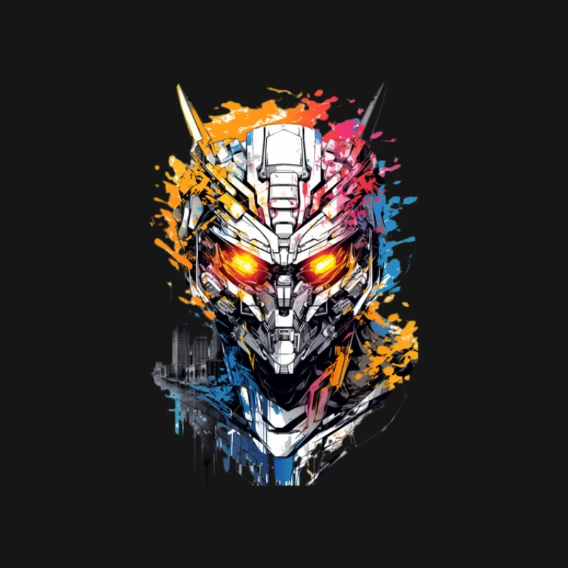 Futuristischer Roboterhelm mit leuchtenden Augen Herren Langarm T-Shirt