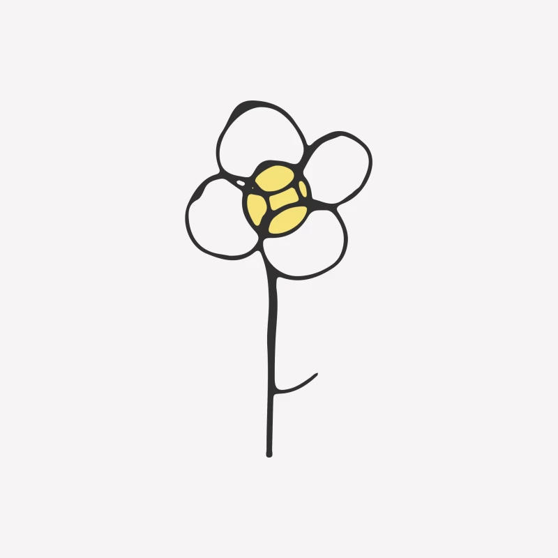 Fleur stylisée en noir et jaune Femme T-Shirt