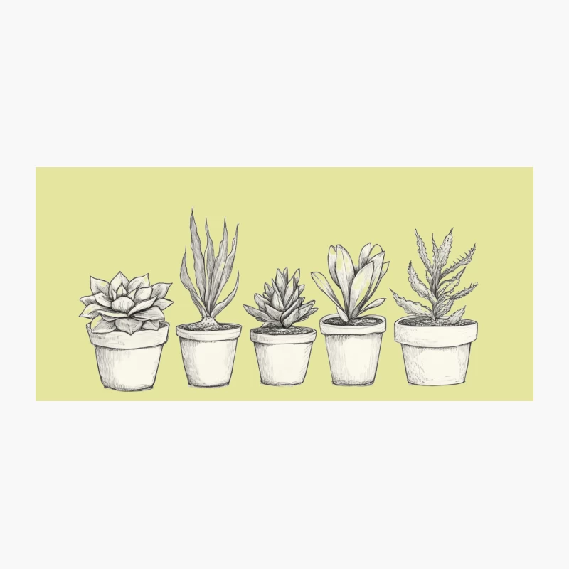 Minimalist Botanical Sketch of Potted Succulents Coffee Mug