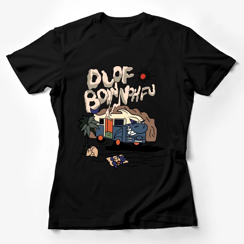 Abenteuerlicher Bus vor Bergkulisse Damen T-Shirt