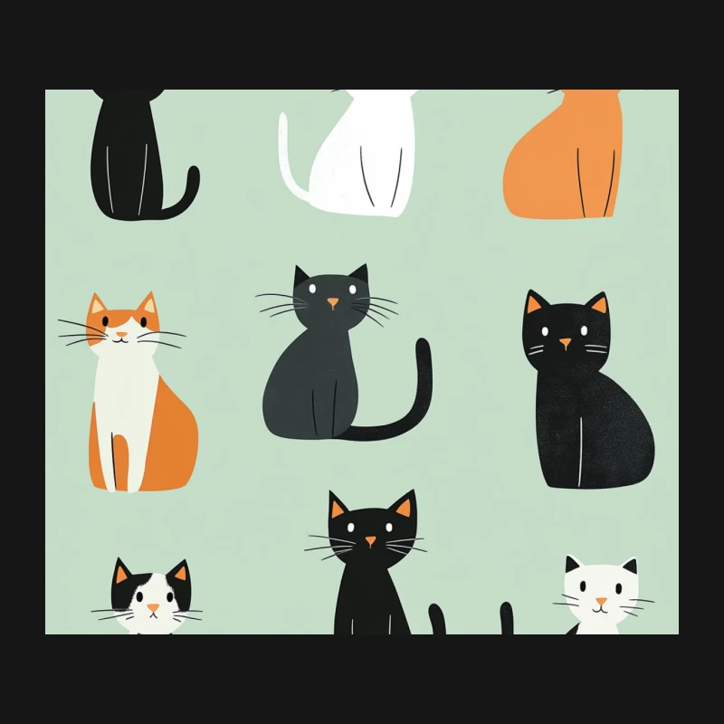 Minimalist Cartoon Cat Illustration: Cute Pet Vector Design Mouse Pad