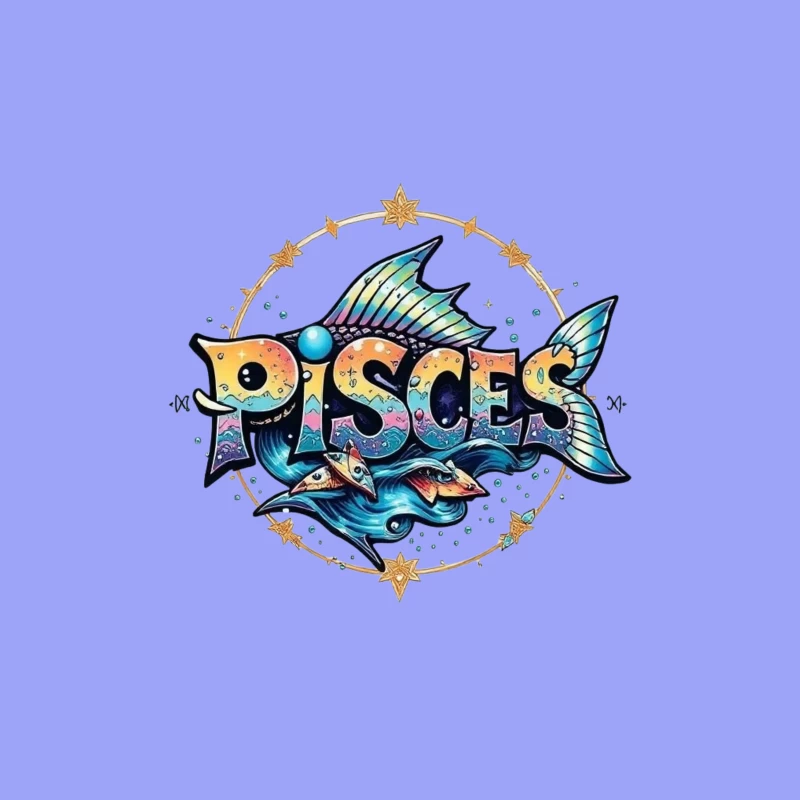 Colorful Pisces Zodiac Illustration Tapestry
