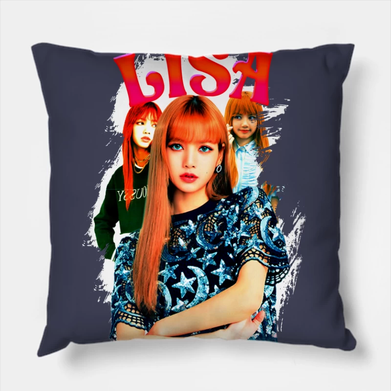 LISA: A K-Pop Icon in Fashion and Music Throw Pillow