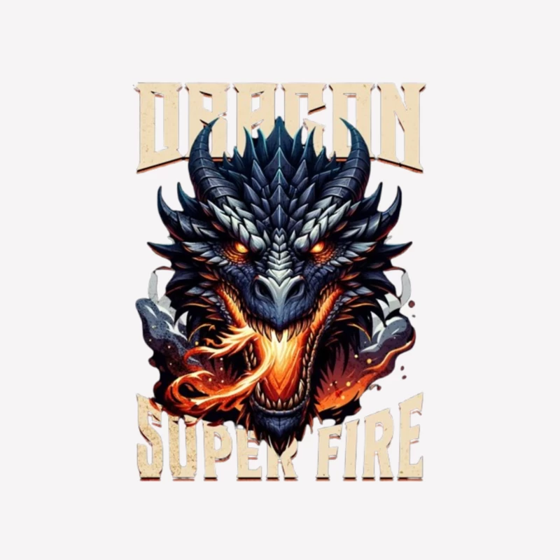 Menacing Dragon Head with Super Fire Flames Male T-Shirt