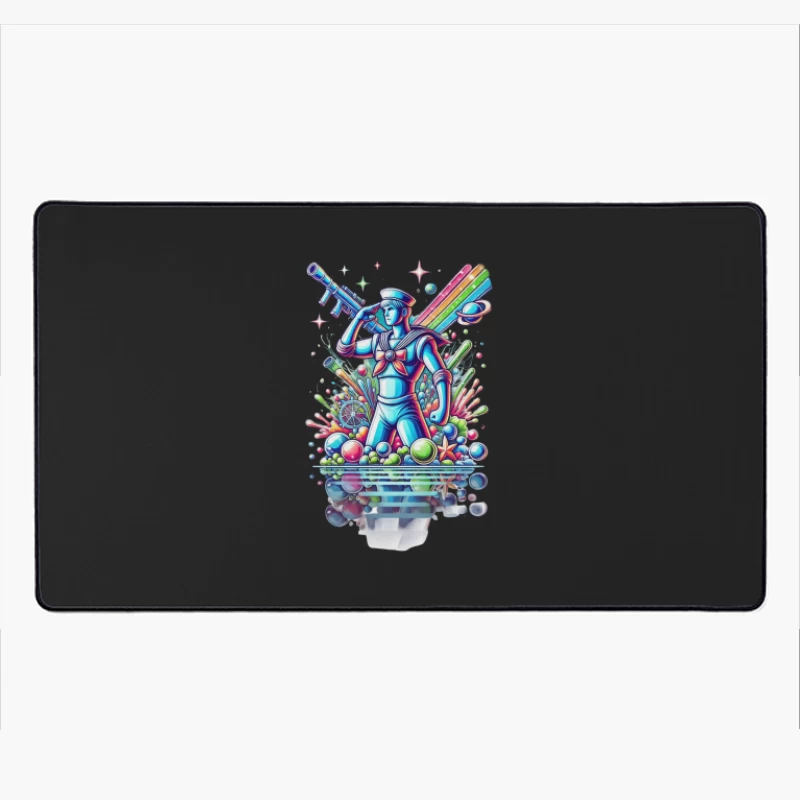 Retro Neon Sailor Fantasy Art Desk Mat