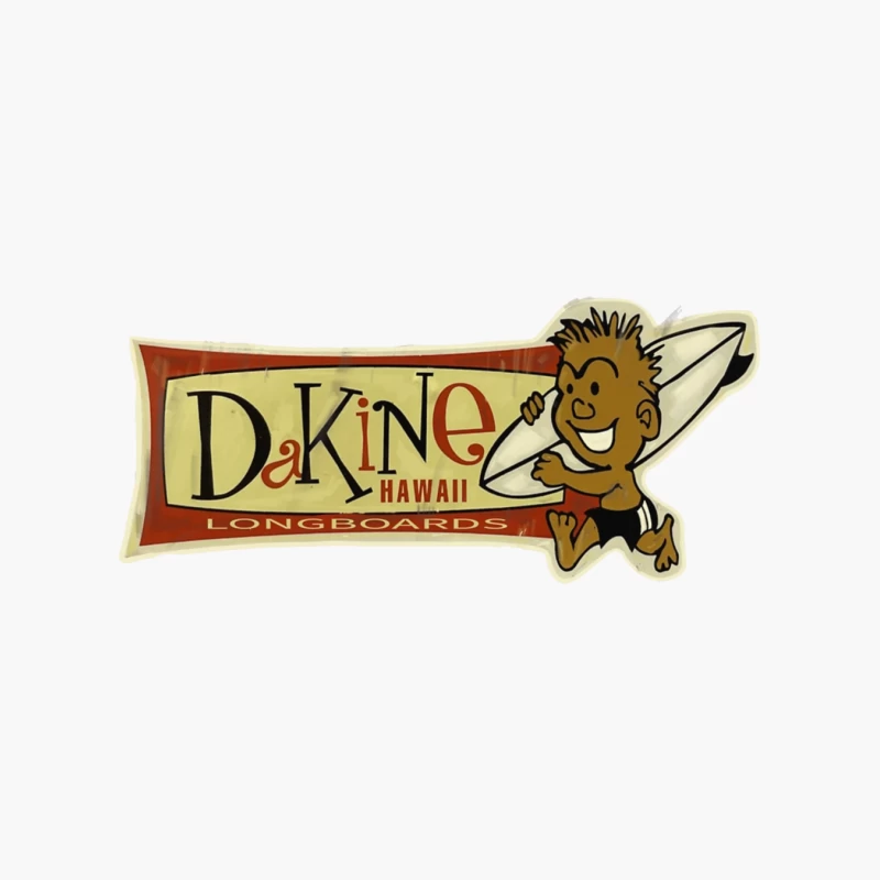 Vintage Da Kine Hawaii Longboard Surfing Logo with Cartoon Character Cotton Tote Bag