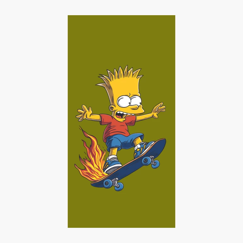 Mischievous Bart Simpson Skateboarding with Fiery Trail iPhone Case