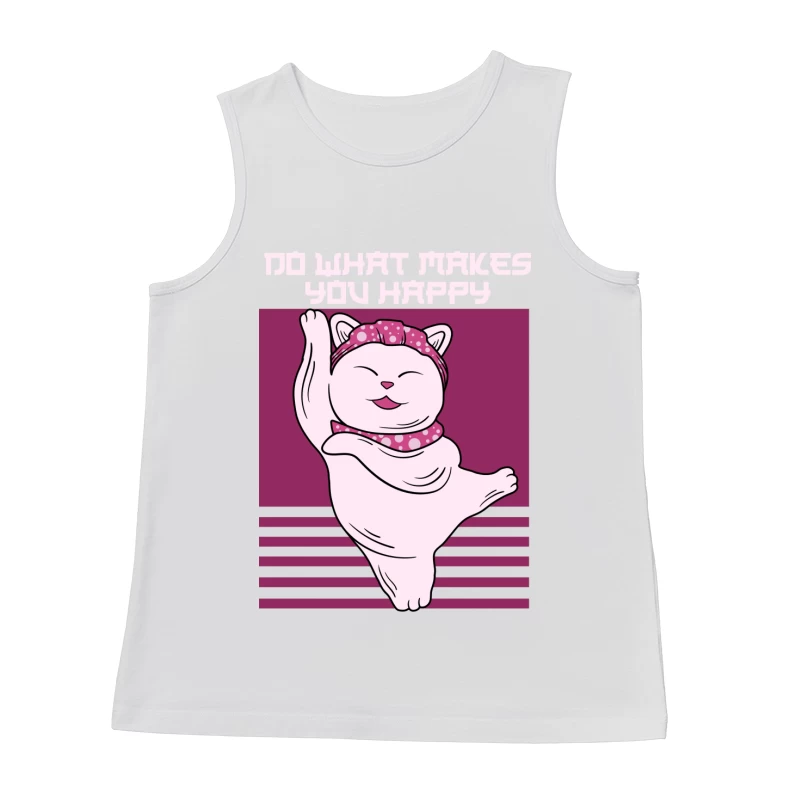 Happy Cat with Inspirational Quote Male Tank Top