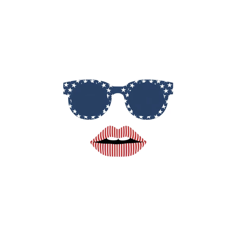 Patriotic American Flag-Inspired Sunglasses and Lips Graphic Design Tapestry
