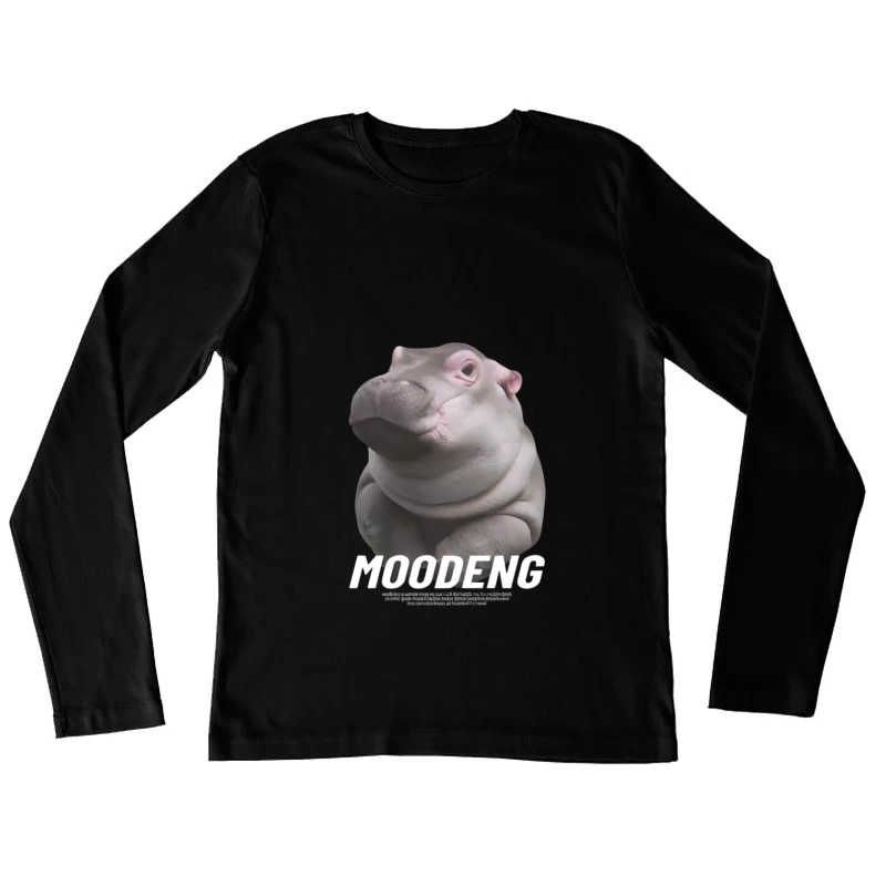 Design animal mignon : Hippopotame rose Femme Manches Longues T-Shirt