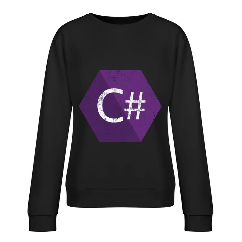 C# Programming Language Logo in Purple Hexagon Female Pullover Sweatshirt