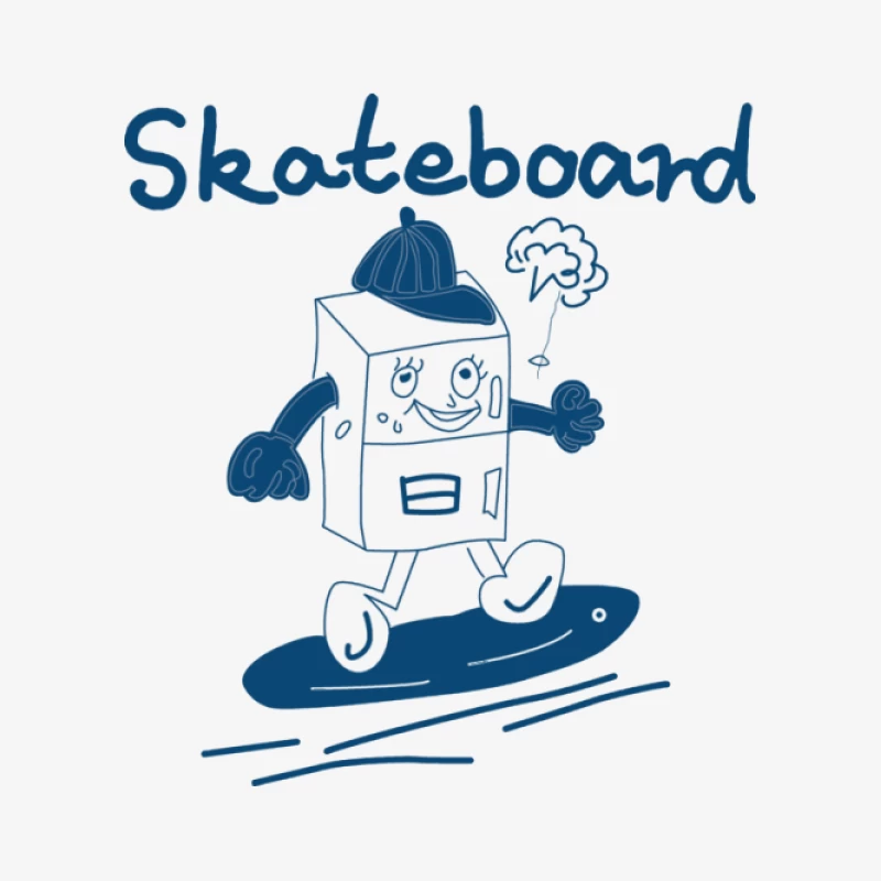 Roboter auf Skateboard mit Mütze Herren Pullover Sweatshirt