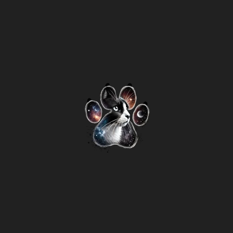 Cosmic Cat Paw Print Art Bucket Hat