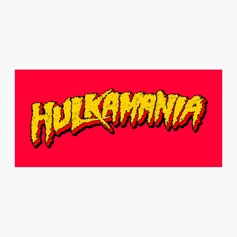 Hulkamania Wrestling Logo in Bold Yellow and Red Text Coffee Mug
