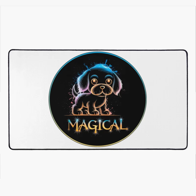 Magical Neon Puppy Art Desk Mat