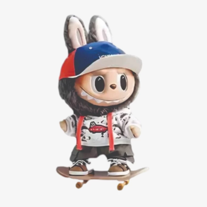 Niedlicher Skater-Bunny mit Kapuze Herren Langarm T-Shirt