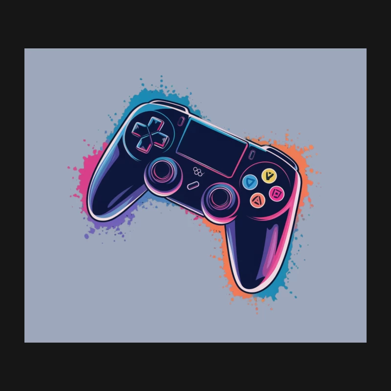 Neon PlayStation Controller Gaming Art Illustration Mouse Pad