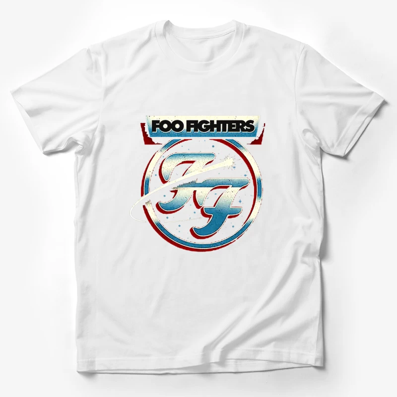 Foo Fighters Classic Circular Band Logo in Red and Blue Male T-Shirt