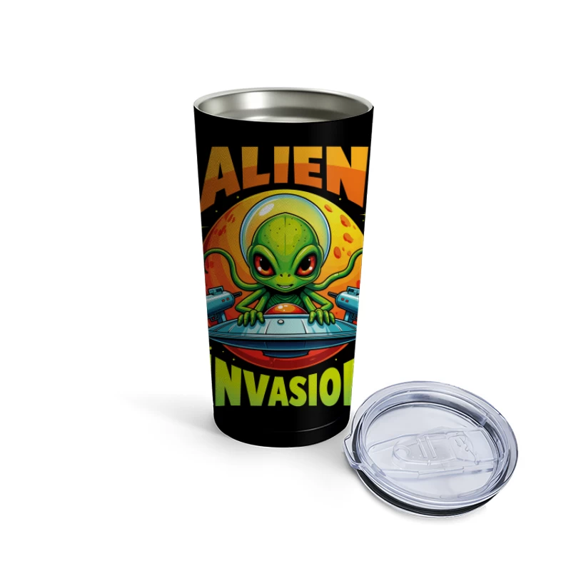 Retro Pixel Alien Invasion – Vibrant 8-bit Extraterrestrial Style! Travel Mug