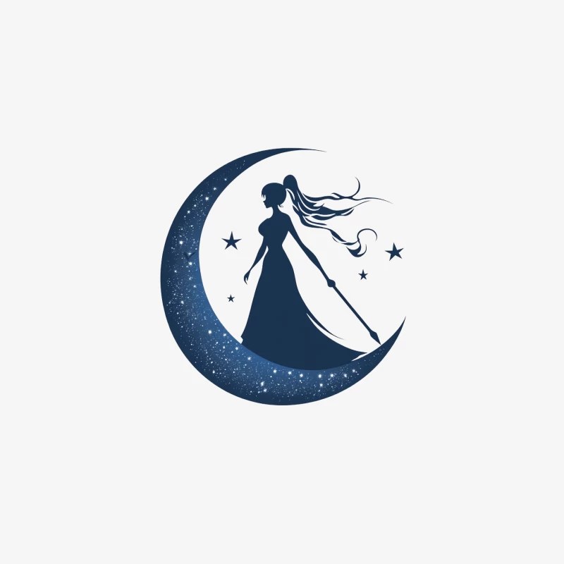 Celestial Silhouette: Woman on Magical Moon Male Pullover Sweatshirt