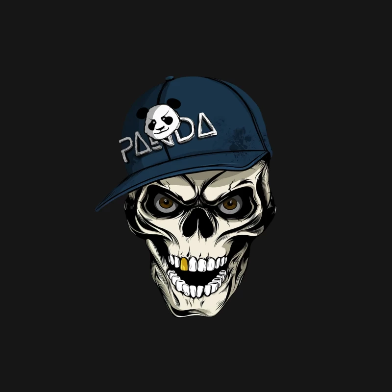 Skull with Panda Cap Graphic Illustration Female Long Sleeve T-Shirt