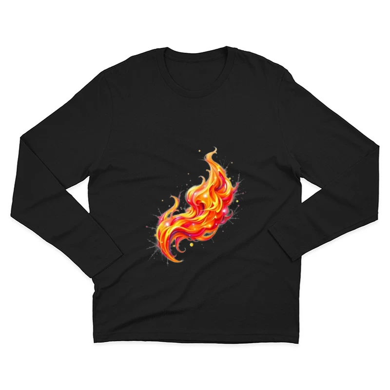 Vibrant Watercolor Fire Flame Art Male Long Sleeve T-Shirt