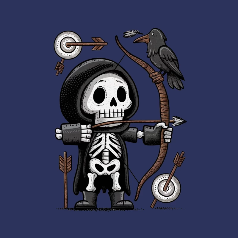 skeleton grim reaper archery crow cartoon halloween death gothic Female T-Shirt
