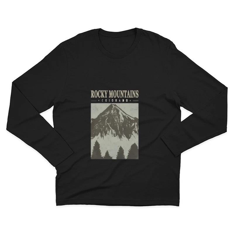 Rocky Mountains Illustration in Colorado Herren Langarm T-Shirt