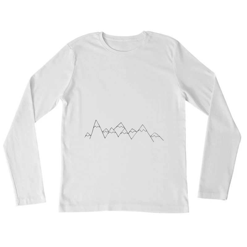 Berglandschaft in minimalistischer Linienkunst Damen Langarm T-Shirt