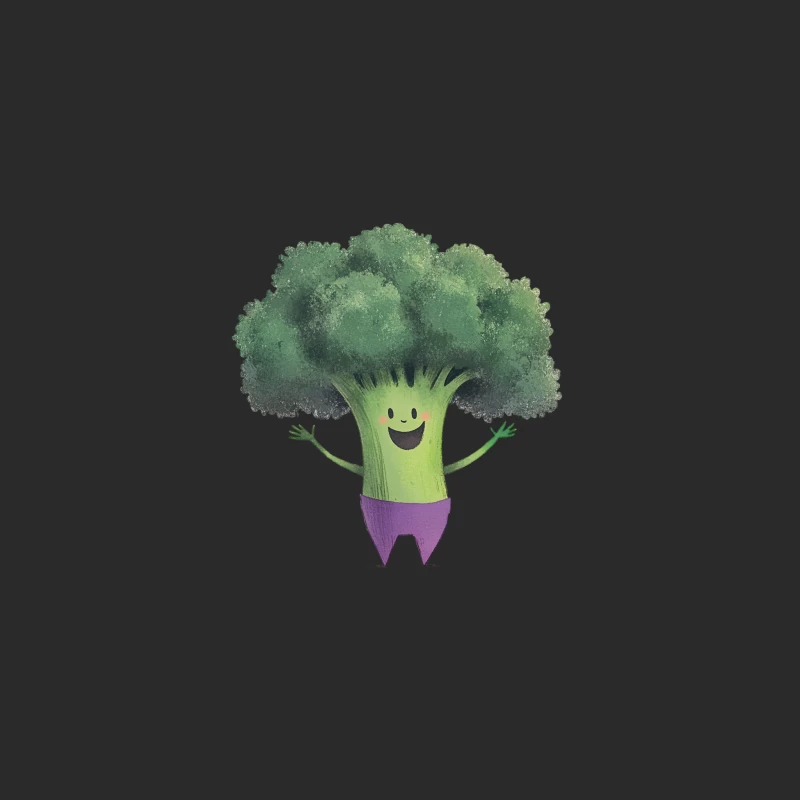 Cheerful Anthropomorphic Broccoli Cartoon Character Baseball Cap