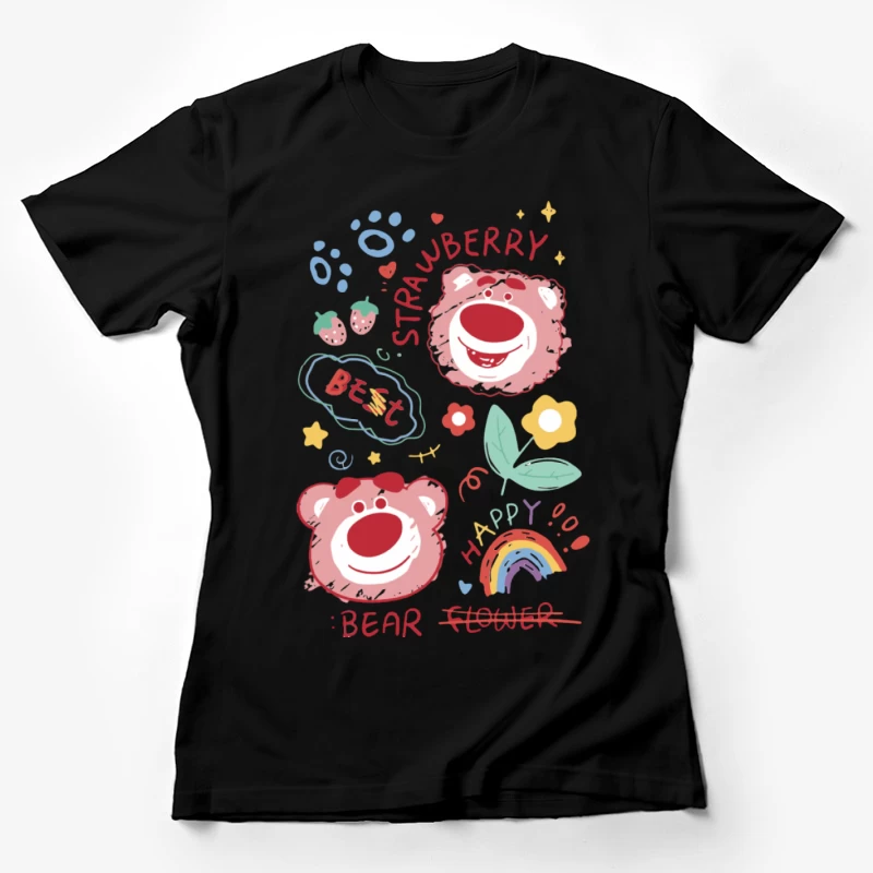 Bären und Erdbeeren Grafik Damen T-Shirt