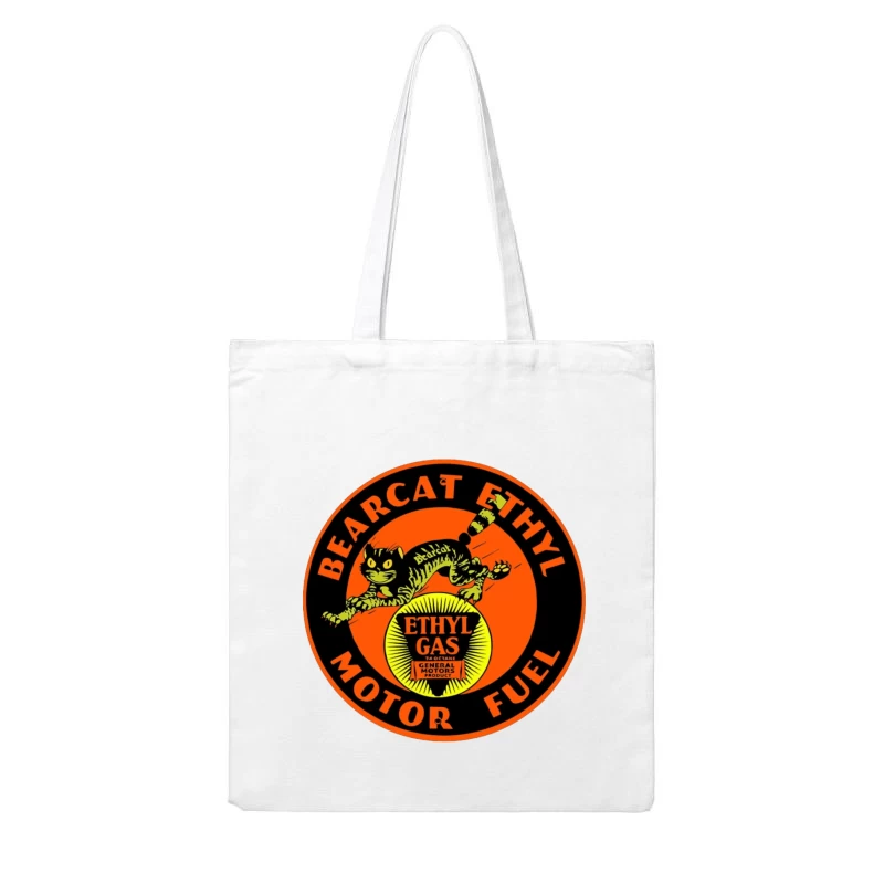 Vintage Bearcat Ethyl Motor Fuel Advertisement with Black Cat Mascot Cotton Tote Bag