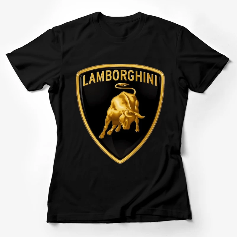 Lamborghini Luxury Automotive Brand Logo with Golden Bull Emblem Female T-Shirt