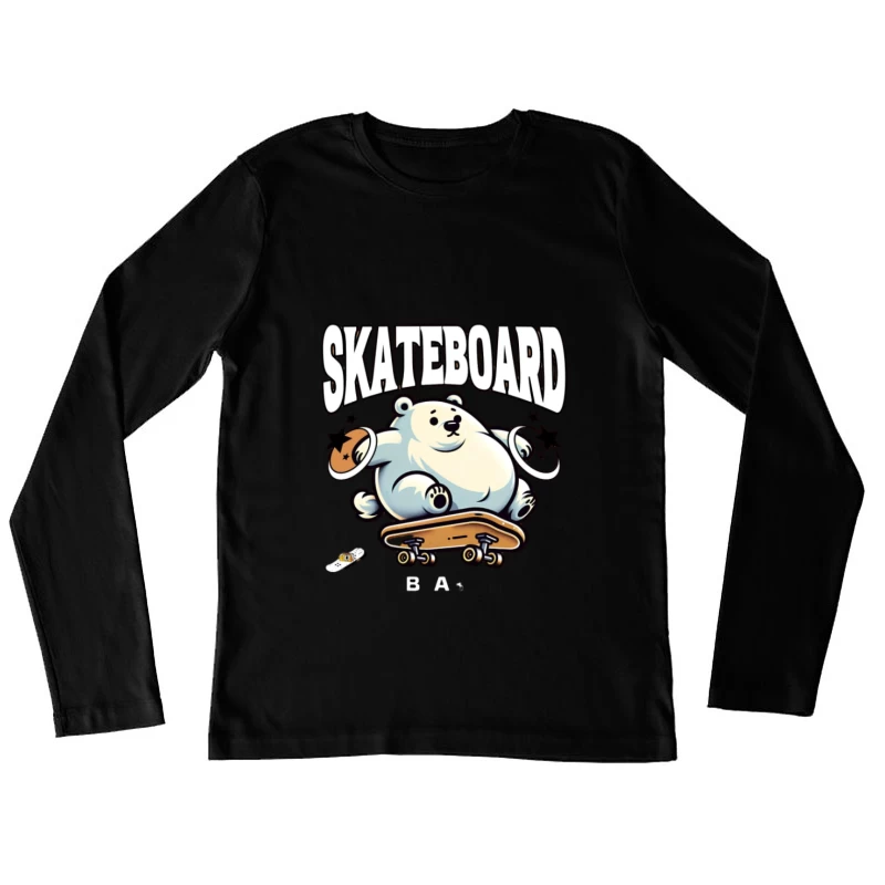 Niedlicher Eisbär auf einem Skateboard Damen Langarm T-Shirt