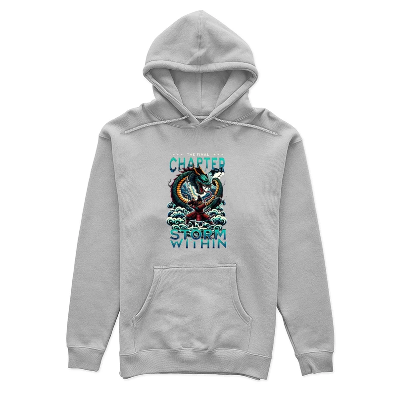 Epic Samurai Warrior Facing Dragon in Storm Within Chapter Art Female Pullover Hoodie