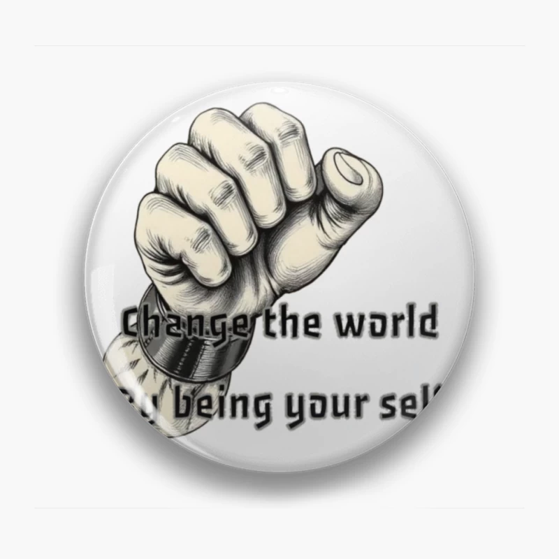 Empowering Motivational Art: Raised Fist with Self-Expression Message Pin