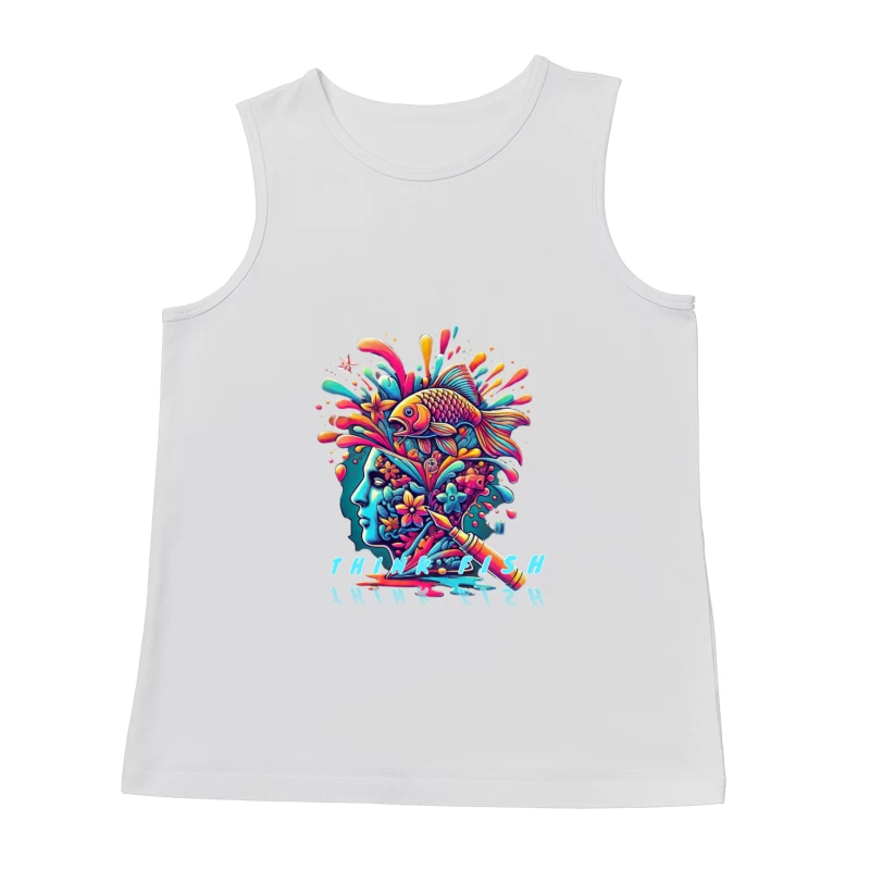 Psychedelic Mind Splash with Fish and Flowers Male Tank Top