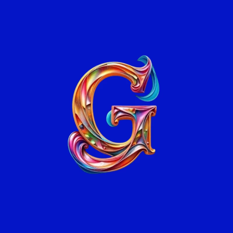 Colorful 3D Typography: Decorative Letter G with Swirling Gradient Pattern Mouse Pad