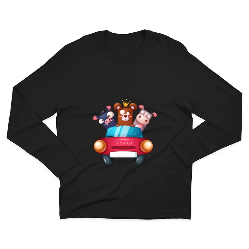 Animaux mignons dans une voiture Homme Manches Longues T-Shirt
