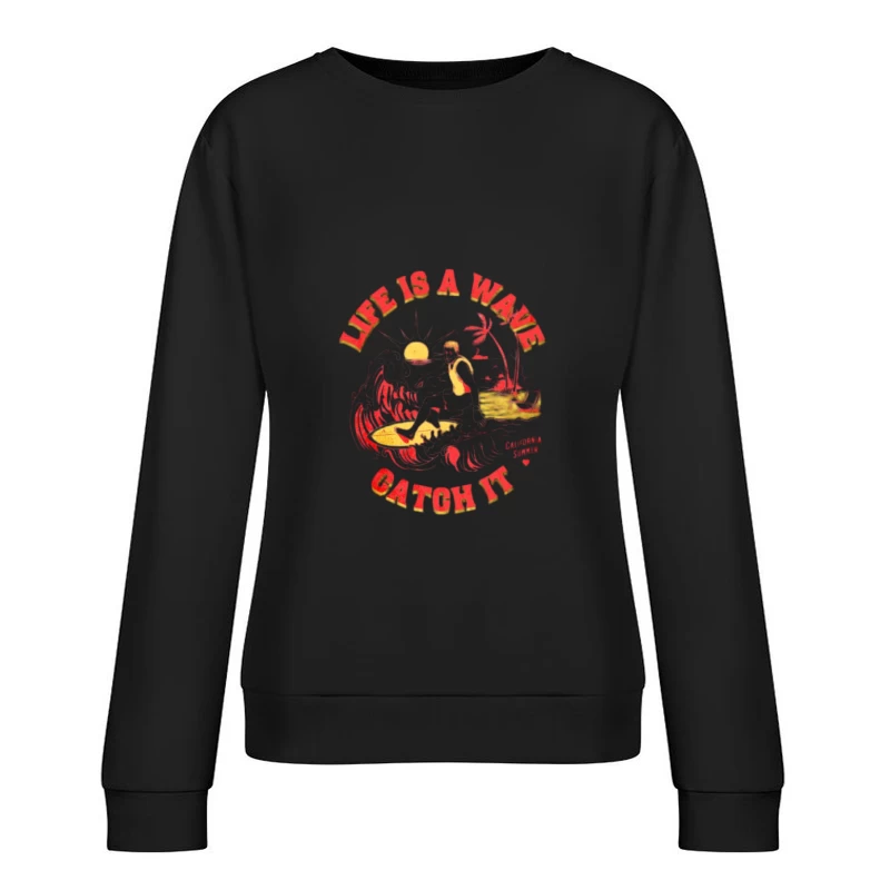 Surfen, Leben, Sonnenuntergang Damen Pullover Sweatshirt