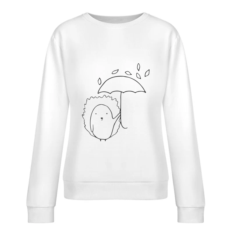 Hérisson sous un parapluie avec des feuilles Femme Sweat-shirt à enfiler