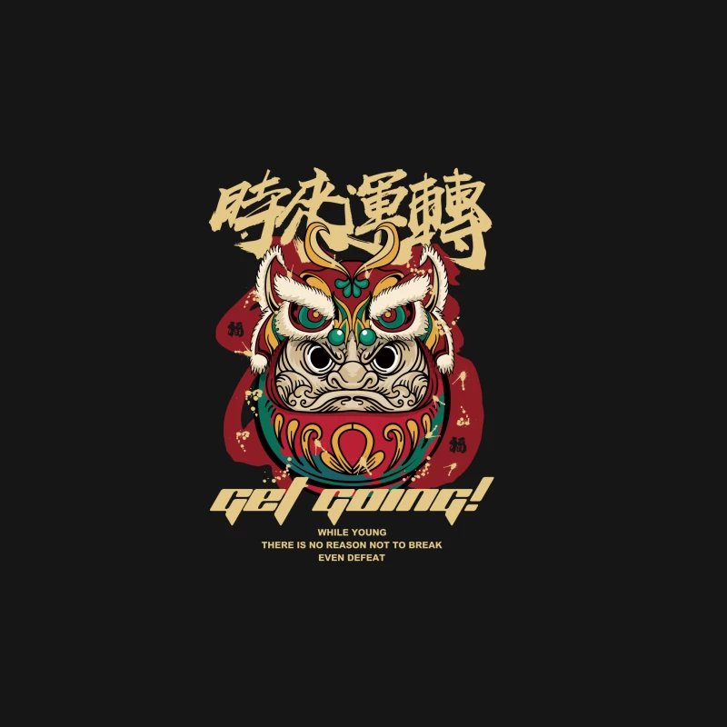 Mutiges Daruma-Motiv mit inspirierendem Zitat Damen Langarm T-Shirt