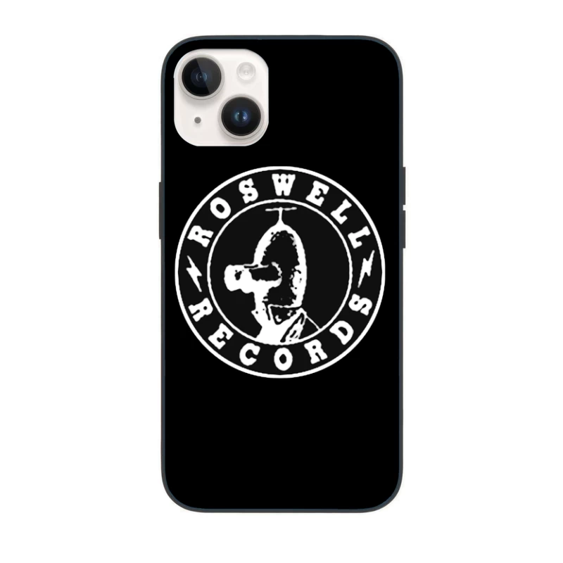 Roswell Records Black and White Circular Logo iPhone Case