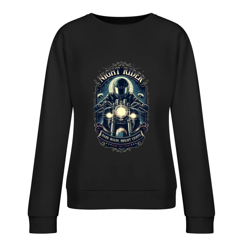 Vintage Night Rider Motorcycle Badge Design Female Pullover Sweatshirt