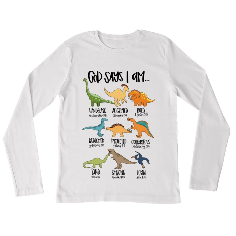 Dinosaurier-Werte für Kinder Damen Langarm T-Shirt