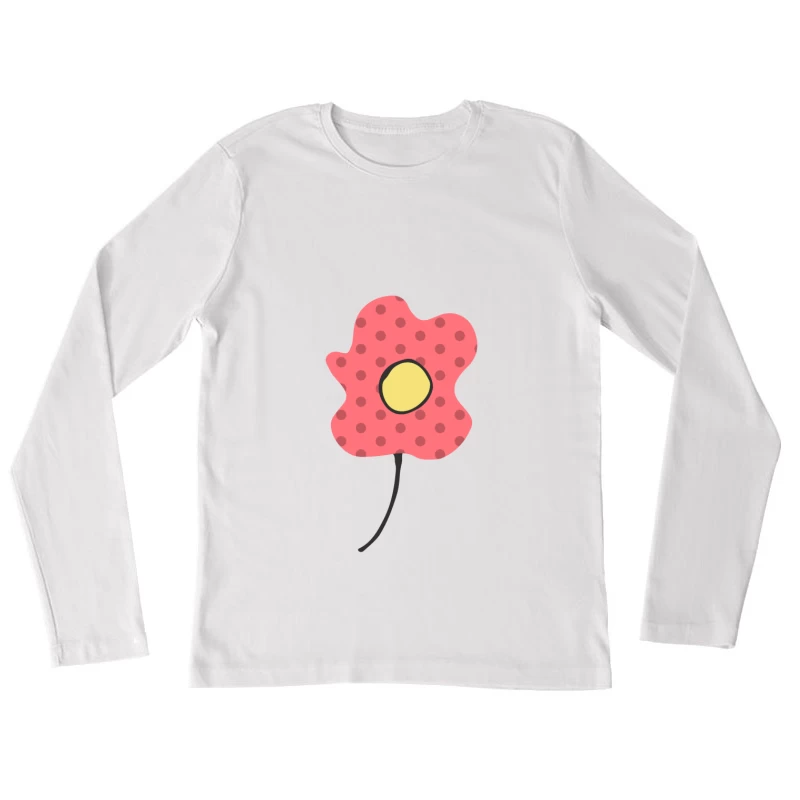 Fleur abstraite avec pois Femme Manches Longues T-Shirt