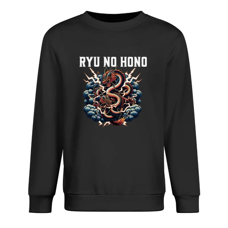 Traditional Japanese Thunder Dragon in Stormy Clouds Male Pullover Sweatshirt