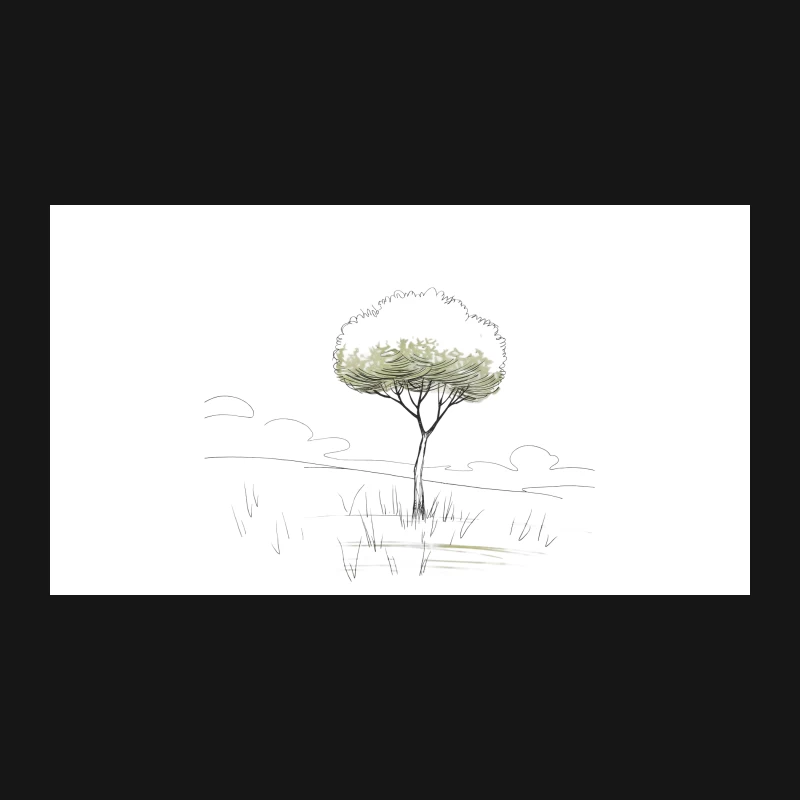 Minimalist Sketch of a Solitary Tree in Nature Desk Mat