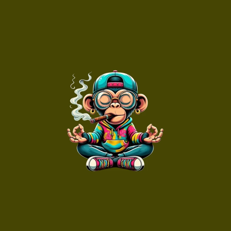 Cartoon Monkey Meditating with Style Mouse Pad
