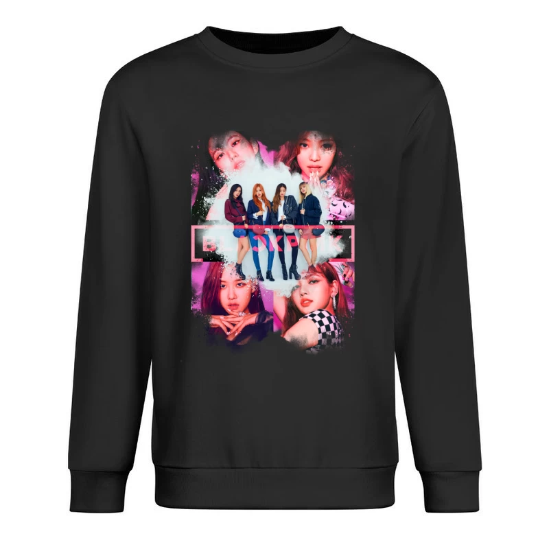Vibrant K-pop Girl Group Fashion and Performance Showcase Male Pullover Sweatshirt